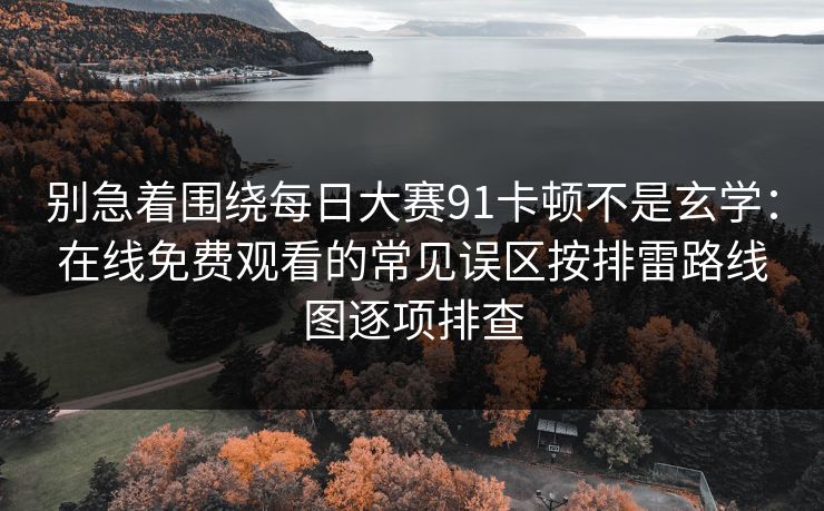 别急着围绕每日大赛91卡顿不是玄学：在线免费观看的常见误区按排雷路线图逐项排查