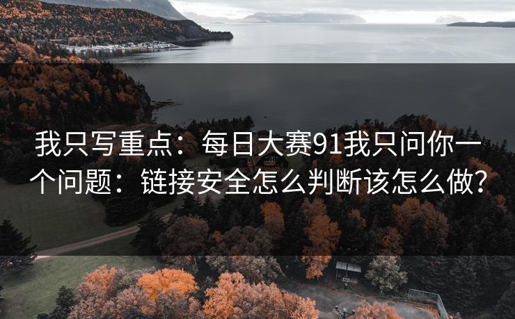 我只写重点：每日大赛91我只问你一个问题：链接安全怎么判断该怎么做？