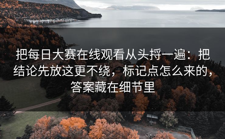把每日大赛在线观看从头捋一遍：把结论先放这更不绕，标记点怎么来的，答案藏在细节里