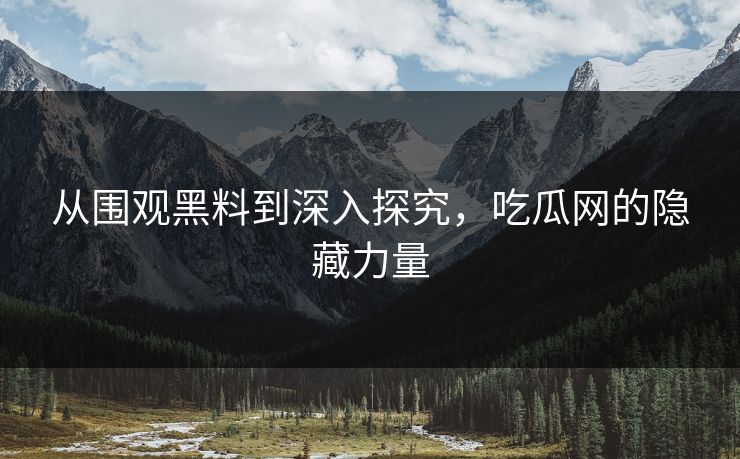 从围观黑料到深入探究，吃瓜网的隐藏力量